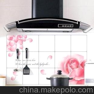 玫瑰花圖案-韓國高檔鋁珀防水防油貼紙/廚房貼紙 墻貼紙 可擦洗
